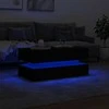 Kavos staliukas su LED lemputėmis, juodos spalvos, 90x50x40cm