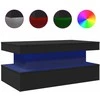 Kavos staliukas su LED lemputėmis, juodos spalvos, 90x50x40cm