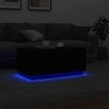 Kavos staliukas su LED lemputėmis, juodos spalvos, 90x50x40cm