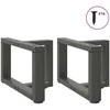 Kavos staliuko kojelės, T formos, 2 vnt., antracito spalvos, 50x25x(30-31) cm, plienas
