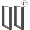 Valgomojo stalo kojos, U formos, 2 vnt., antracito spalvos, 60x(72-73) cm, plienas