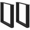 Kavos staliuko kojelės, 2 vnt., juodos, 50x(42-43) cm, plienas, U formos