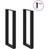 Kavos staliuko kojelės, U formos, 2 vnt., juoda, 50x(100-101)cm