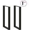 Kavos staliuko kojelės, U formos, 2 vnt., juoda, 60x(100-101)cm