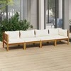 Keturvietė sodo sofa su kreminėmis pagalvėlėmis, akacija