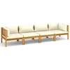 Keturvietė sodo sofa su kreminėmis pagalvėlėmis, akacija