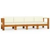 Keturvietė sodo sofa su kreminėmis pagalvėmis, akacijos masyvas