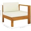 Keturvietė sodo sofa su kreminėmis pagalvėmis, akacijos masyvas