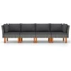 Keturvietė sodo sofa su pagalvėlėmis, pilka, poliratanas