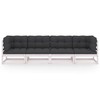 Keturvietė sodo sofa su pagalvėlėmis, pušies medienos masyvas
