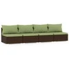 Lauko baldų komplektas Keturvietė sofa su pagalvėlėmis, rudos spalvos, poliratanas