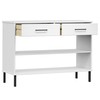 Konsolinė spintelė su kojomis, balta, pušies masyvas, OSLO