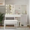 Kosmetinio staliuko komplektas su LED, baltas, apdirbta mediena