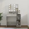 Kosmetinis staliukas su LED apšvietimu, pilkas, 86,5x35x136cm