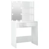 Kosmetinis staliukas su LED, baltas, 74,5x40x141cm, blizgus