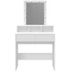 Kosmetinis staliukas su LED, baltos spalvos, 80x41x144,5cm