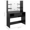 Kosmetinis staliukas su LED, blizgus juodas, 100x40x135cm, MDF