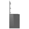 Kosmetinis staliukas su LED, blizgus pilkas, 110x55x145cm, MDF