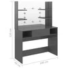 Kosmetinis staliukas su LED, blizgus pilkas, 100x40x135cm, MDF