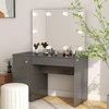 Kosmetinis staliukas su LED, blizgus pilkas, 110x55x145cm, MDF