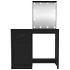 Kosmetinis staliukas su LED, juodas, 90x50x132,5cm, mediena