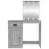 Kosmetinis staliukas su LED, pilkas, 90x50x132,5cm, mediena