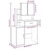 Kosmetinis staliukas su spintele, betono pilkas, 80x35x132cm
