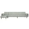 L formos sofa-lova, šviesiai pilka, 275x140x70cm, aksomas