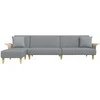 L formos sofa-lova, šviesiai pilka, 279x140x70cm, audinys