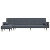 L formos sofa-lova, tamsiai pilka, 271x140x70cm, aksomas