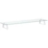Laikiklis Monitoriaus stovas, baltas, 80x20x8cm, stiklas ir metalas