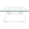 Laikiklis Monitoriaus stovas, baltas, 80x20x8cm, stiklas ir metalas