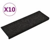 Laiptų kilimėliai, 10vnt., juodi 65x21x4cm, perforuoti adatomis