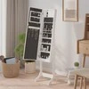 Laisvai pastatomas veidrodis su LED, baltas, 34x37x146cm