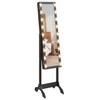 Laisvai pastatomas veidrodis su LED, juodas, 34x37x146cm