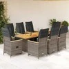 Lauko baldų komplektas Bistro komplektas su pagalvėlėmis, 9 dalių, pilkas, poliratanas