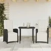 Lauko baldų komplektas Bistro komplektas su pagalvėlėmis, 3 dalių, juodas, poliratanas