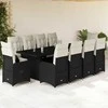 Lauko baldų komplektas Bistro komplektas su pagalvėmis, 11 dalių, juodas, poliratanas