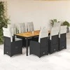 Lauko baldų komplektas Bistro komplektas su pagalvėlėmis, 9 dalių, juodas, poliratanas
