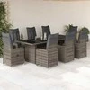 Lauko baldų komplektas Bistro komplektas su pagalvėlėmis, 9 dalių, pilkas, poliratanas
