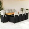 Lauko baldų komplektas Bistro komplektas su pagalvėmis, 11 dalių, juodas, poliratanas