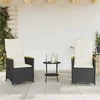 Lauko baldų komplektas Bistro komplektas su pagalvėlėmis, 3 dalių, juodas, poliratanas