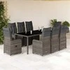 Lauko baldų komplektas Bistro komplektas su pagalvėlėmis, 9 dalių, pilkas, poliratanas