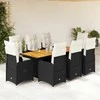 Sofa Bistro komplektas su pagalvėlėmis, 9 dalių, juodas, poliratanas
