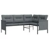 Kampinė sodo sofa, antracito spalvos, plienas ir tekstilenas