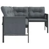 Kampinė sodo sofa, antracito spalvos, plienas ir tekstilenas