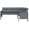 Kampinė sodo sofa, antracito spalvos, plienas ir tekstilenas