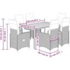 Lauko baldų komplektas Sodo bistro komplektas su pagalvėmis, 7 dalių, juodas, ratanas