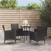 Lauko baldų komplektas Sodo bistro komplektas su pagalvėmis, 5 dalių, juodas, ratanas