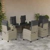 Lauko baldų komplektas Sodo komplektas su pagalvėlėmis, 7 dalių, pilkas, poliratanas